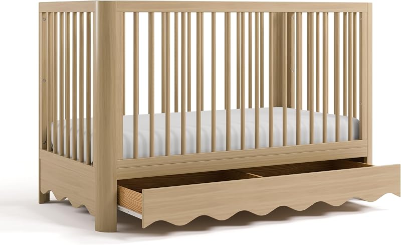 Casablanca 5-in-1 Convertible Crib with Drawer, Driftwood | GREENGUARD Gold Certified, Toddler Bed Conversion Kit Included, Fits Standard Baby Crib Mattress, Crib with Storage