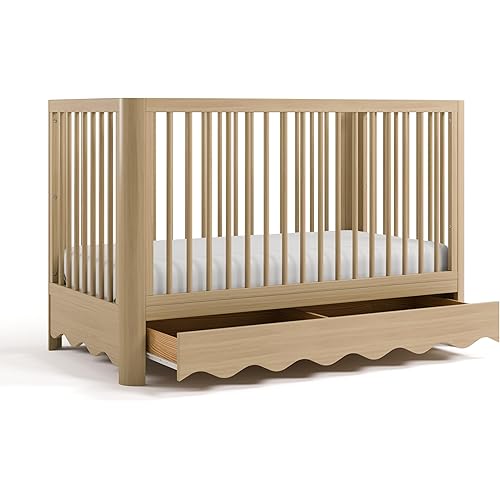 Storkcraft Casablanca Convertible Crib with Drawer and Toddler Guardrail (Driftwood) – GREENGUARD Gold Certified, Toddler Bed Conversion Kit Included, Fits Standard Crib Mattress, Crib with Storage