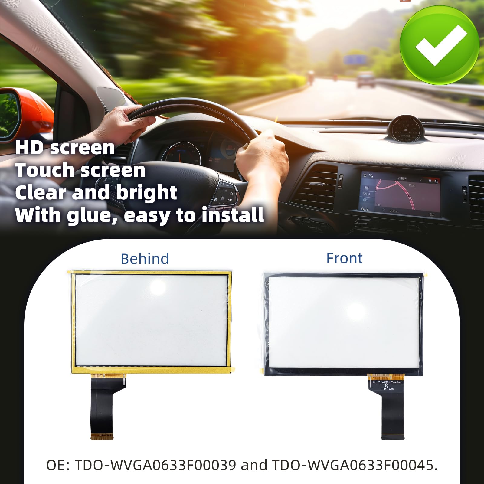 TDO‑WVGA0633F00039, Auto-LCD-Touchscreen-Digitalisierer 6,5-Zoll-Touchscreen-Display LCD-Ersatz für Automobile, DVD Touchscreen Digitizer Einfache Installation für MIB Audio/Video-Umrüstung