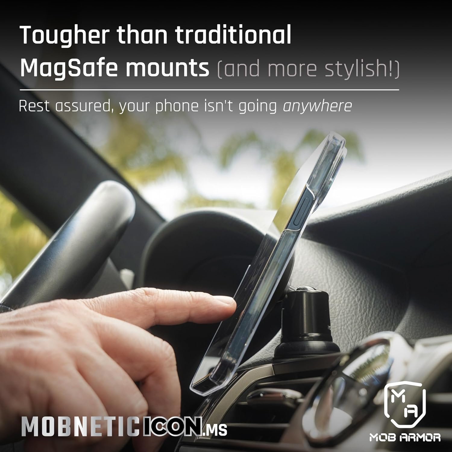 Mob Armor MobNetic Icon.MS MagSafe Compatible Phone Mount, Magnetic Phone Holder for Car w/ 90lb Pull Force, 90º Tilt & 360º Rotation, Aluminum Build, Compatibility for iPhone & Android (Bronze)