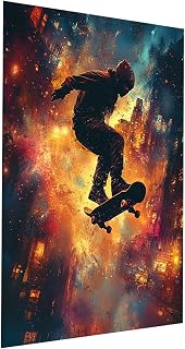 City Paint by Numbers for Adults, Skateboard Color by Numbers for Adults with Paint Brushes for Acrylic Painting Canvas for Painting 40” x 60”, Wall Art Supplies for Room Decor Gifts Model-03888