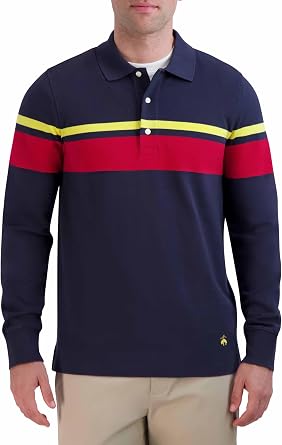 Brooks Brothers Mens Long Sleeve Chest Stripe Polo Shirt