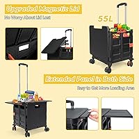 Vista 253 de FELICON SELORSS - Carrito plegable portátil con ruedas para subir escaleras y ruedas giratorias de 360°, mango telescópico, caja de plástico