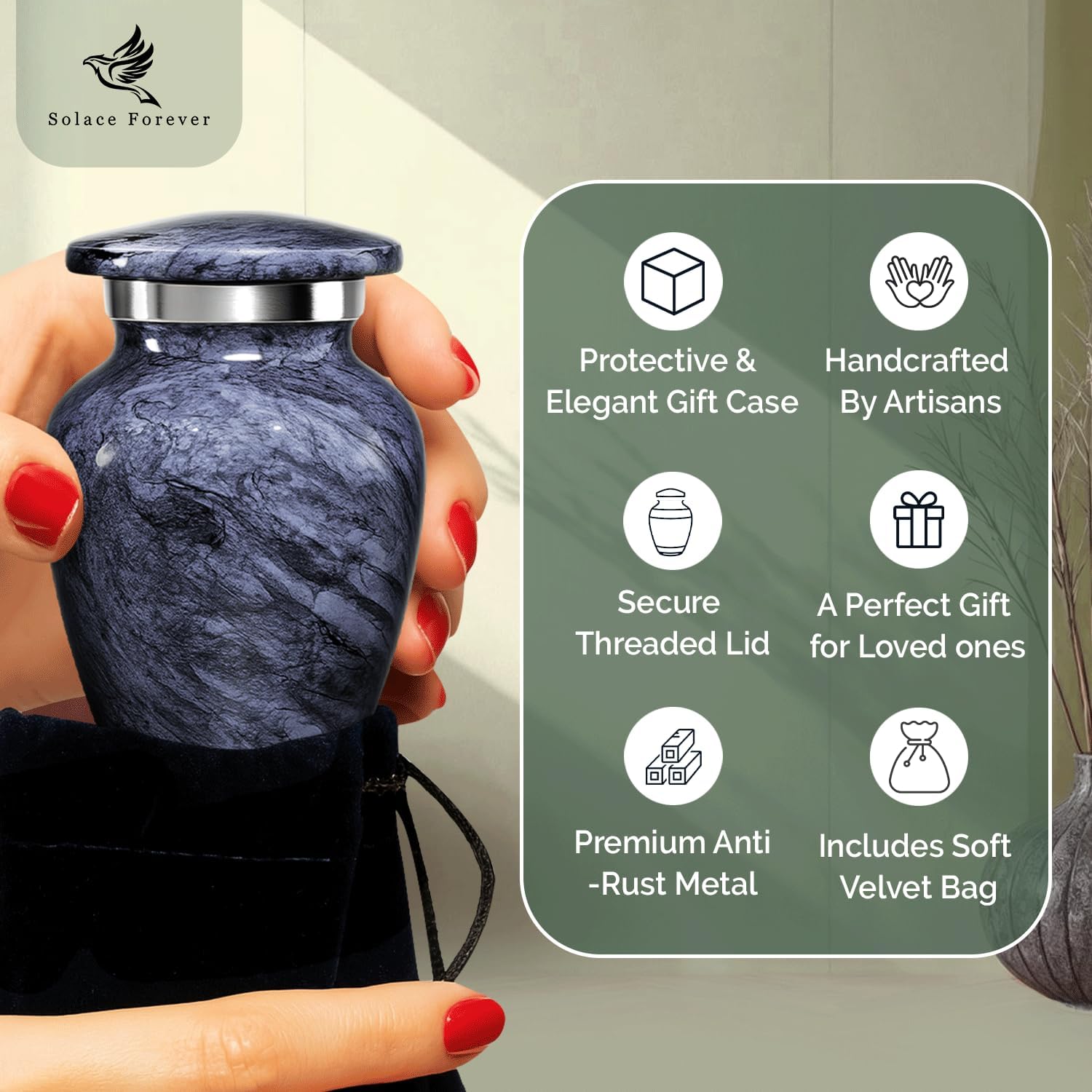 Small Urn for Ashes Male & Female – Mini Cremation Urns for Human Ashes Keepsake – Little Miniature Ash Urn for Mom & Dad – Tiny Decorative Memorial Keepsake for Loved Ones (Gray, Small)