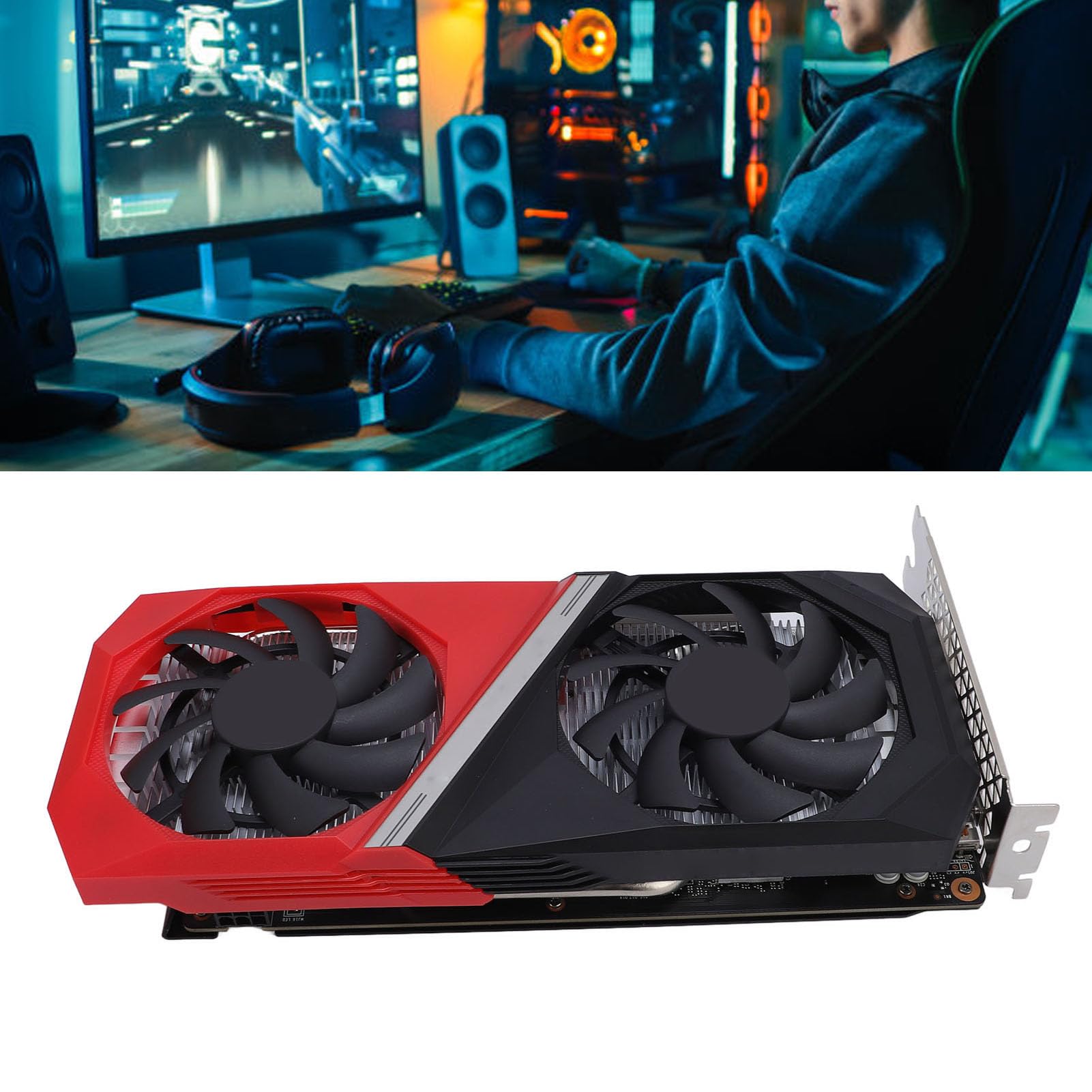 LICAEVEY Karta Graficzna do Gier, Podwójny Wentylator Cichej Karty Graficznej, 8GB 128bit 1552MHz 14000MHz PC Komputer Stacjonarny Video GPU do Gier 7 8 10 10