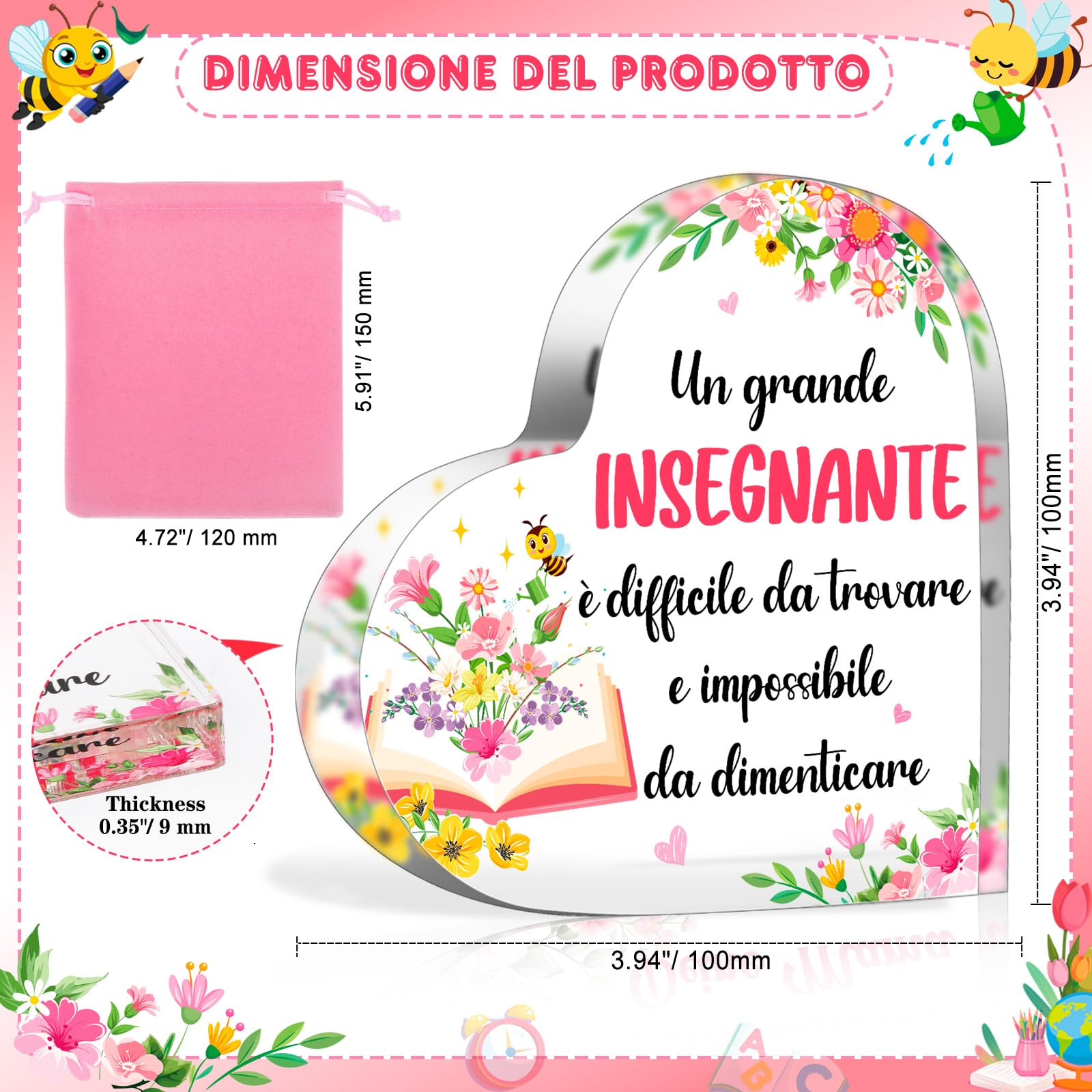 Regalo Per Educatrice – Decorazione Acrilica Personalizzata Per Insegnanti, Ringraziamento E Natale