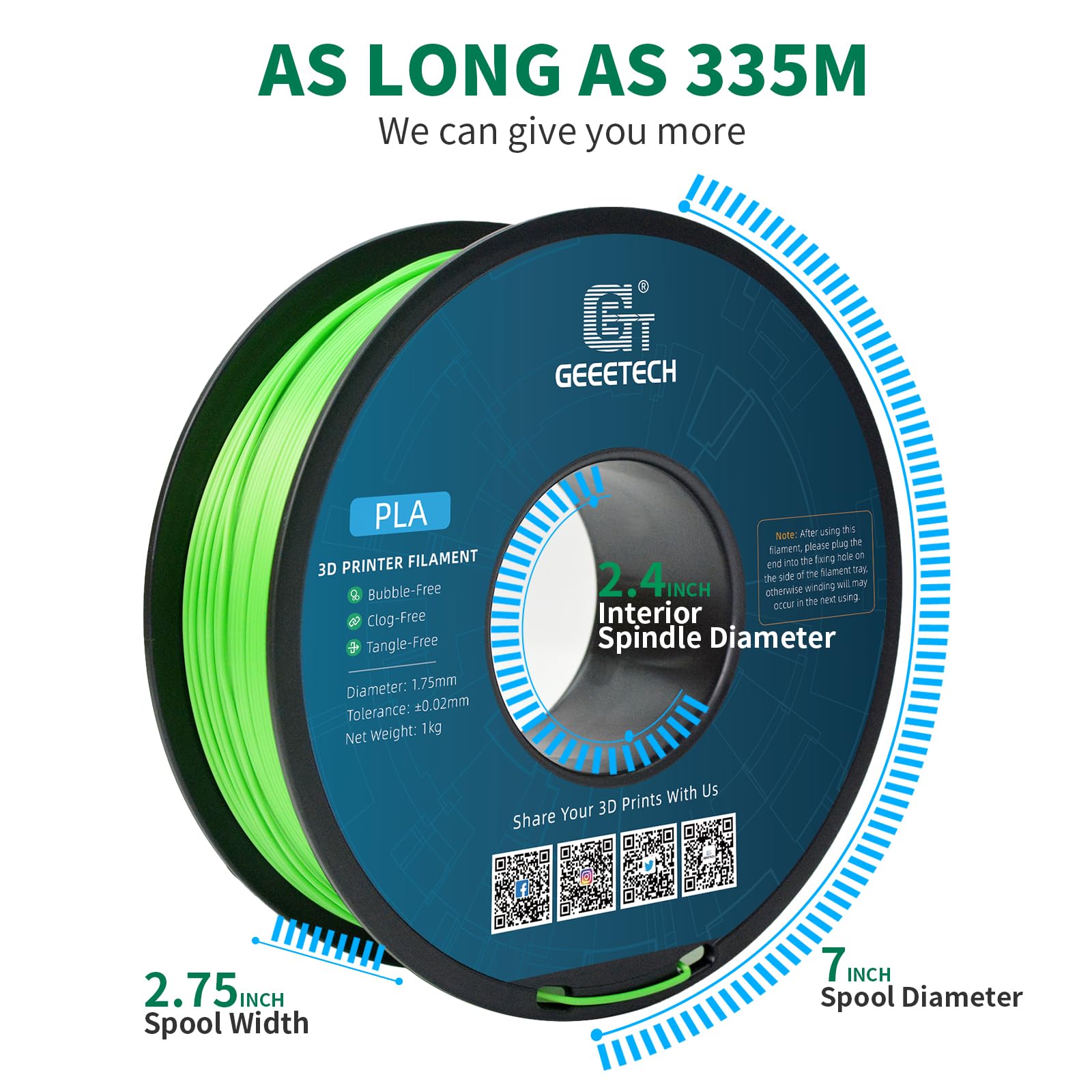 GEEETECH Filament PLA nowy zielony, szpula 2 x 1 kg do drukarki 3D
