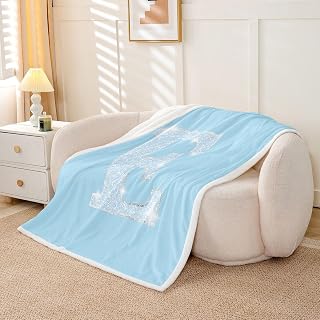 Erosebridal Personalized Initial E Fleece Blanket Baby 30"x40" | Light Blue Glitter Warm Plush Sherpa Blanket Dreamy Glitter Alphabet Fuzzy Plush Throw Aesthetic Dots Room Decor