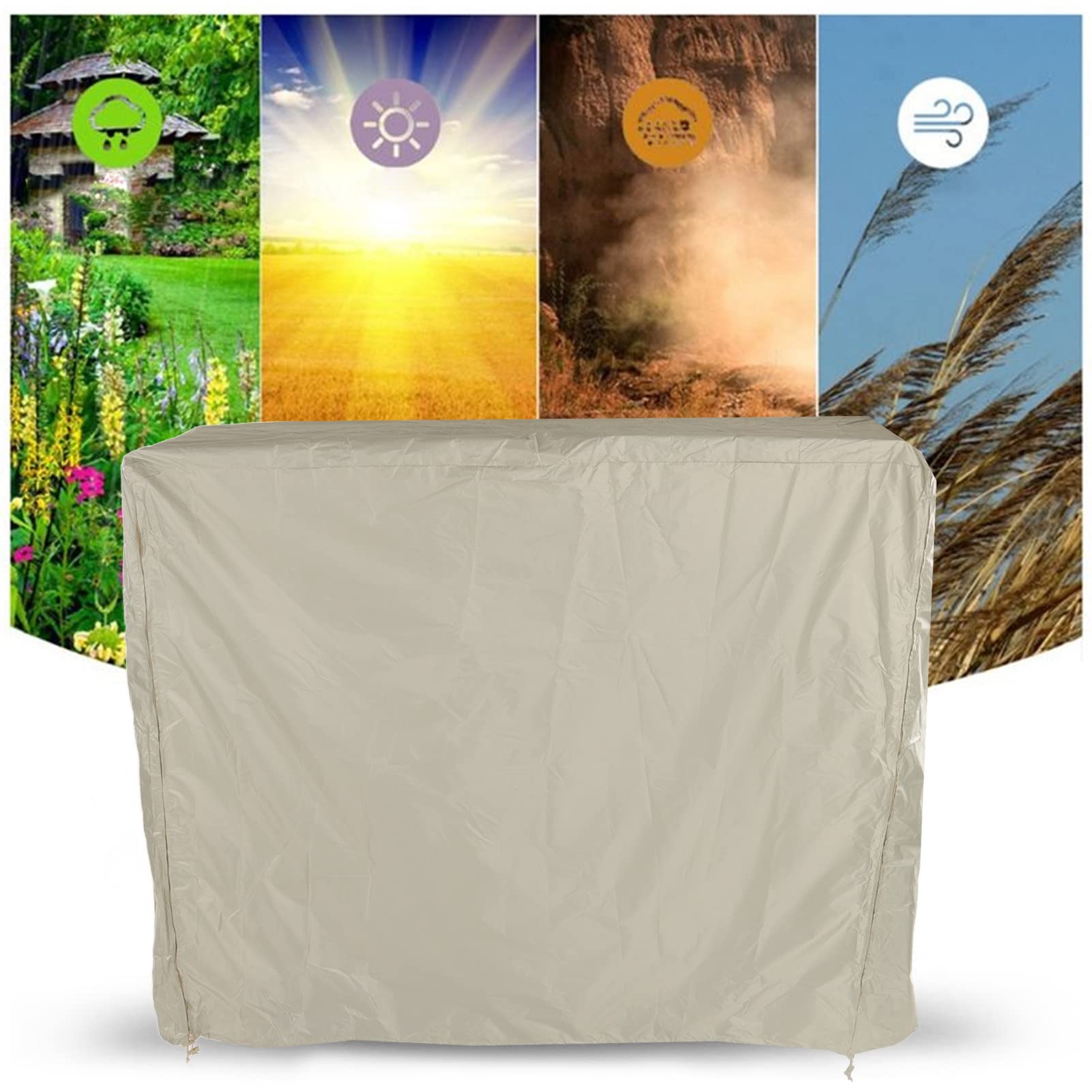 Copertura antipolvere per tavolo da ping pong, in taffetà di poliestere 190, impermeabile, con cerniera, beige, 155 x 75 x 144 cm