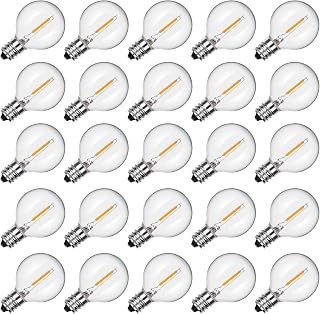 SUNSGNE 25 Stück G40 LED Ersatzbirnen, E12 Schraubsockel Bruchsichere LED-Kugellampen, G40-Ersatzbirnen für Außen-Lichterketten, Party Terrassen-Hochzeitsdekorationen, 0,6 Watt, 2700K Warmweiß