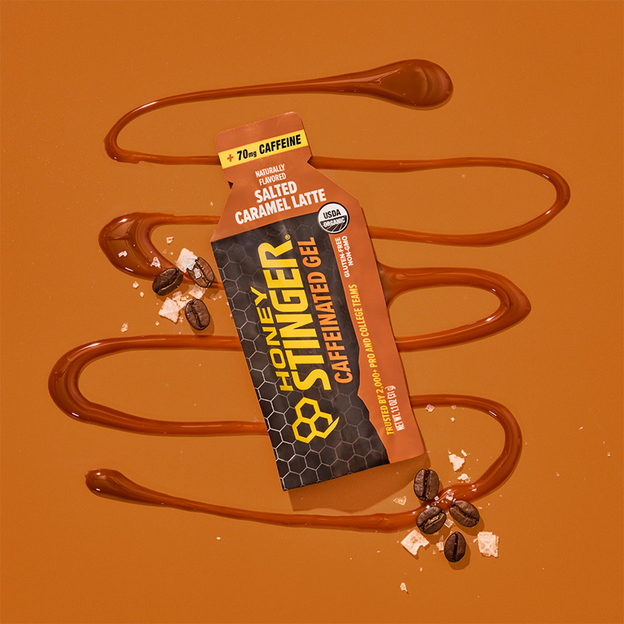 Honey Stinger Organic Salted Caramel Energy Gel, Caffeinated & Gluten Free, for Exercise, Running and Performance, Sports Nutrition for Home & Gym, Pre and Mid Workout, 12 Pack, 13.2 Ounce — Amazon image 4