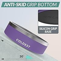 Vista 2 de Coldest Cuenco de metal antioxidante, antideslizante, 3 capas aisladas, acero inoxidable, perro, gato, mascota, antiderrames, sólido, para agua