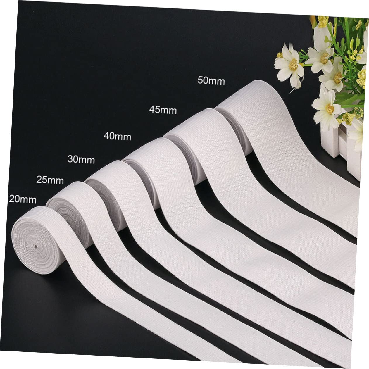 1rotolo Banda Elastico Piatta Metri per Cucito di Abbigliamento Progetti Resistente e Traspirante Bianco