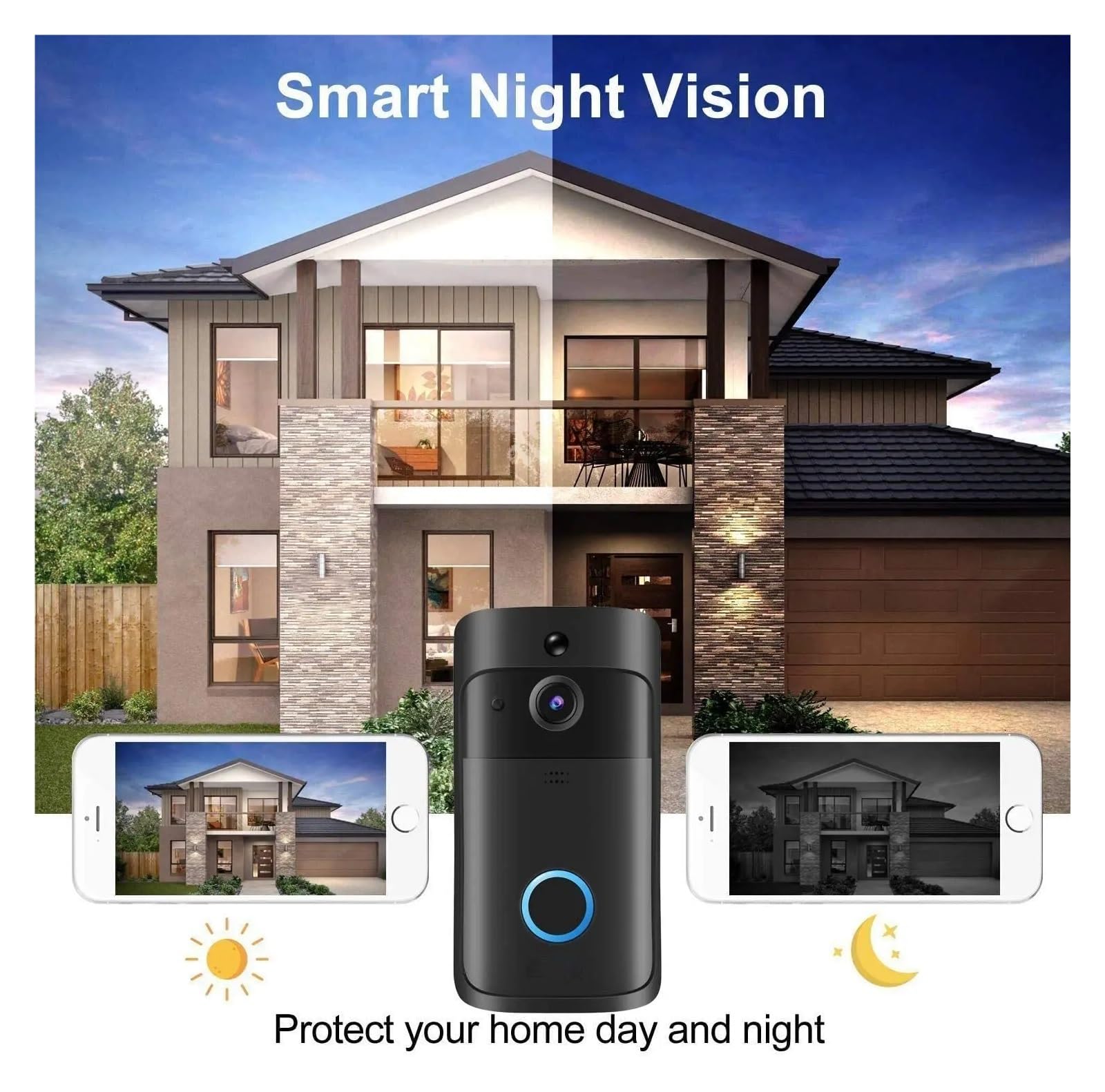Video Doorbell Camera HD WiFi Wireless Operated Motion Detector & Speaker Night Vision