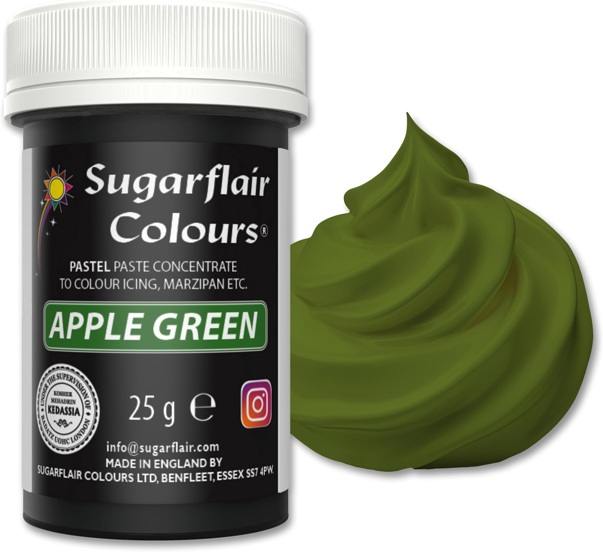 Sugarflair Pastel Apple Green Food Colouring Paste 25g - Concentrated Paste Food Dye for Cake Decorating, Fondant, Buttercream, Cake Batter and More - Vegan, Kosher, Bake-Stable