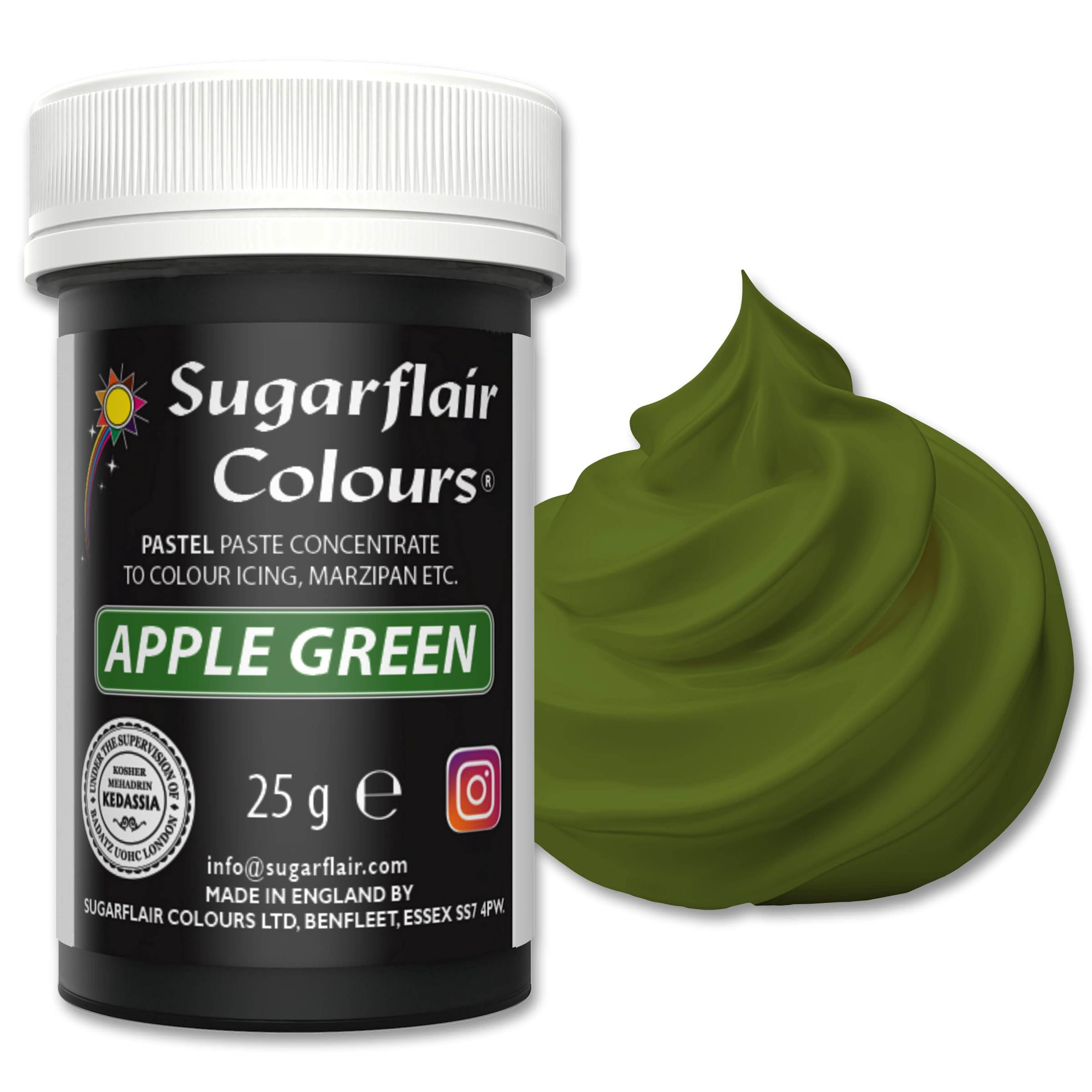 Sugarflair Food Colouring Paste Apple Green, Pastel Highly Concentrated Food Colouring for Buttercream, Sugar Paste, Royal Icing, Cake Decorations and More! Vibrant Colour Food Dye! - 25g