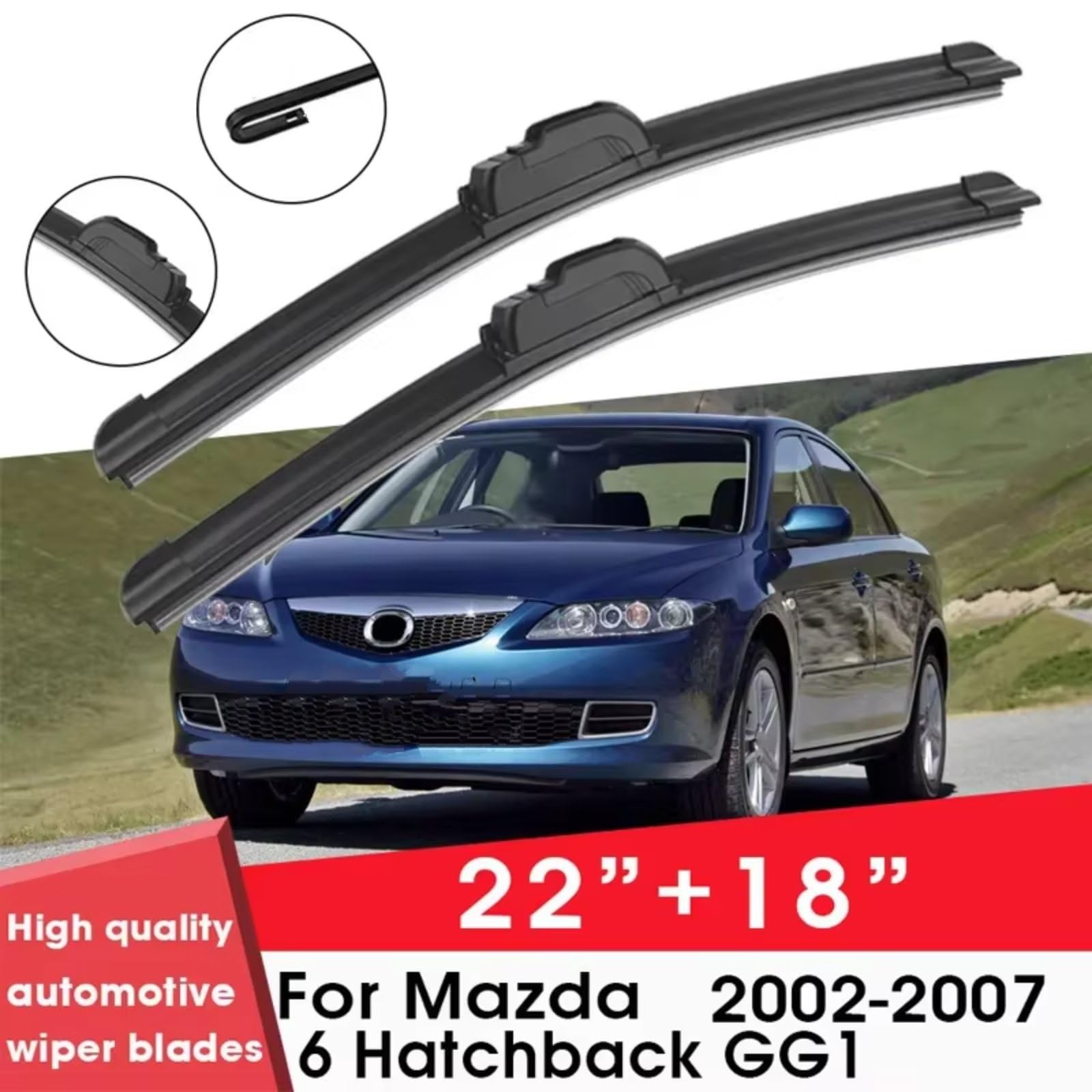 Spazzole Ricambio Compatibile Con Mazda6 Per Hatchback GG1 2002 2003 2004 2005 2006 2007 22"+18" Parabrezza Parabrezza Pulizia Gomma Silicone Auto Tergicristalli Tergicristalli