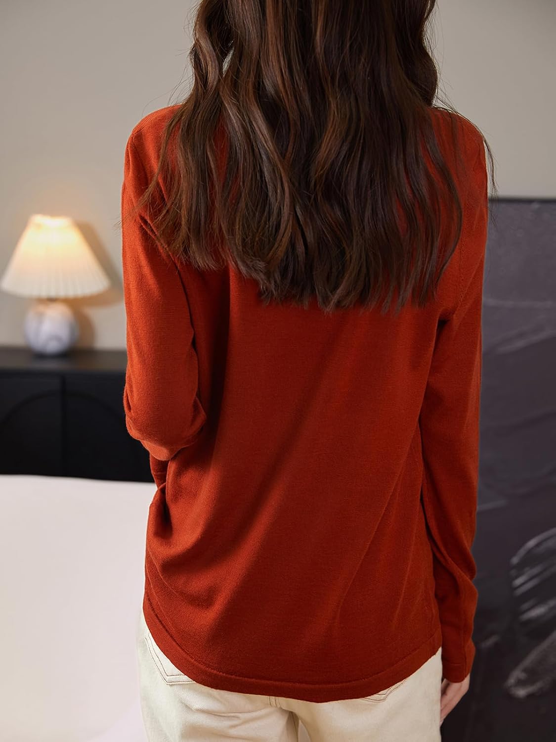 Chanyarn Women's 100% Merino Wool Base Layer Shirt Tops Crewneck Long Sleeve Travel Hiking Tee T Shirt Pullover Sweater - Image 6