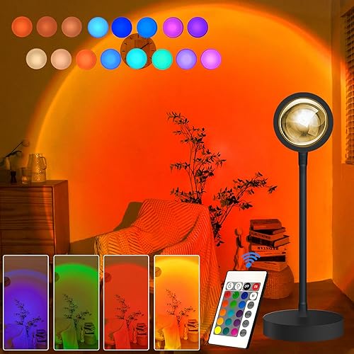 Miniatura 1 de Lámpara de puesta de sol proyector de luz de puesta de sol lámpara de proyección de puesta de sol con control remoto de 16 colores luz nocturna de