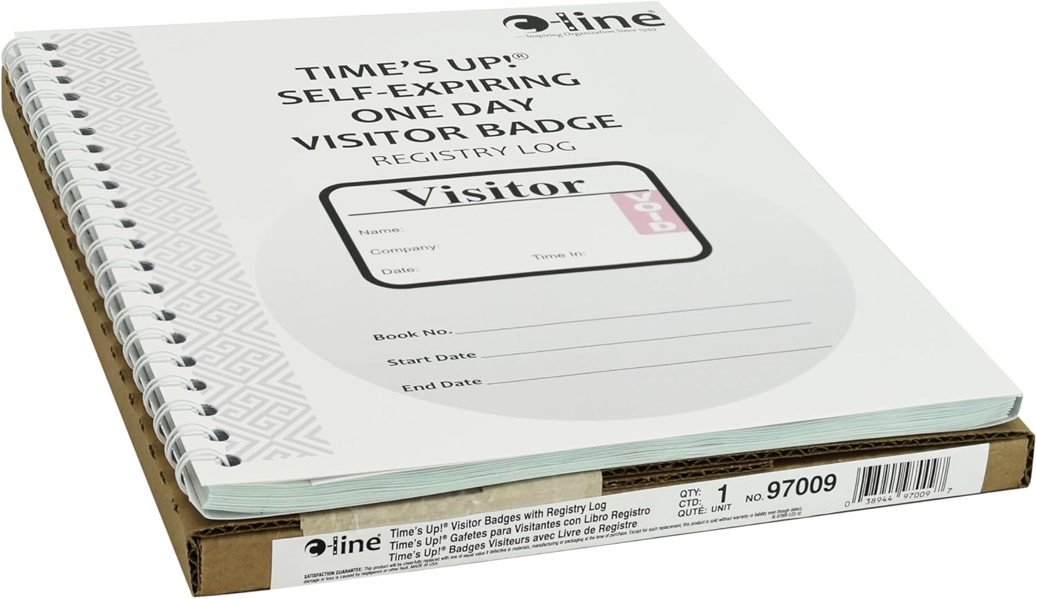 C-Line Times Up! Self-Expiring Visitor Badge with Registry Log, 150 24-Hour Badges (97009)