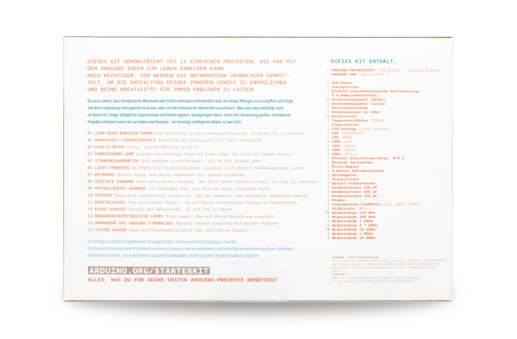 Official Arduino Starter Kit [K040007] (German Project Book) - Komplettset zum Erlernen von Elektronik und Programmierung, ideal f�r Einsteiger.