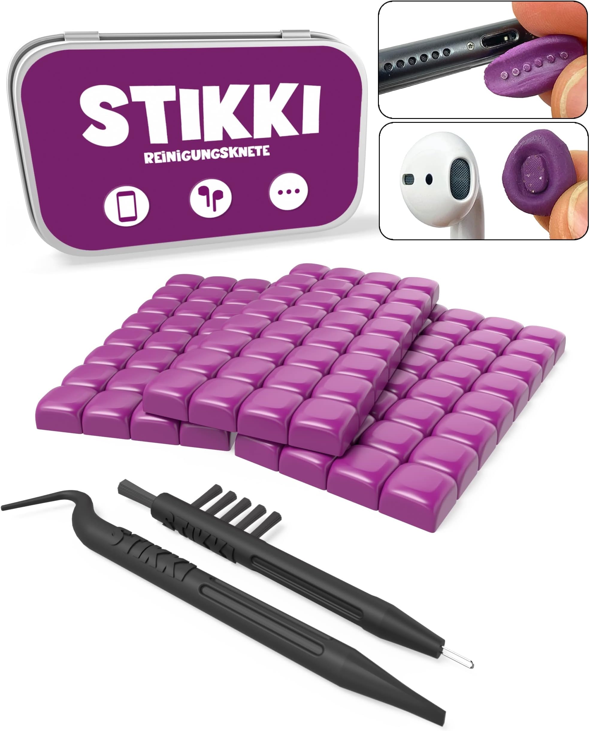 Kit De Nettoyage Anti-poussière 151 Pièces Pour Téléphone Et écouteurs - Autocollants, Bouchons, Clip, Mini Brosses - Nettoyage Ports Et écrans