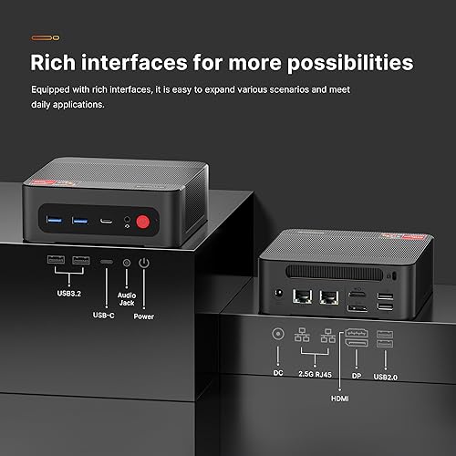 Miniatura 6 de BOSGAME Mini PC P4 Plus, AMD Ryzen 7 5825U Mini computadoras, 32GB DDR4 RAM 1TB m.2 NVMe SSD, puertos LAN duales de 2.5GbEWiFi 6EBT5.2, pantalla