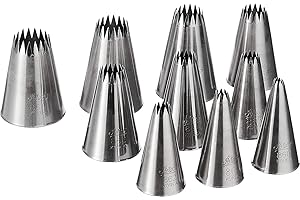 Ateco 870 10-Piece Stainless Steel French Star Pastry Tube Set