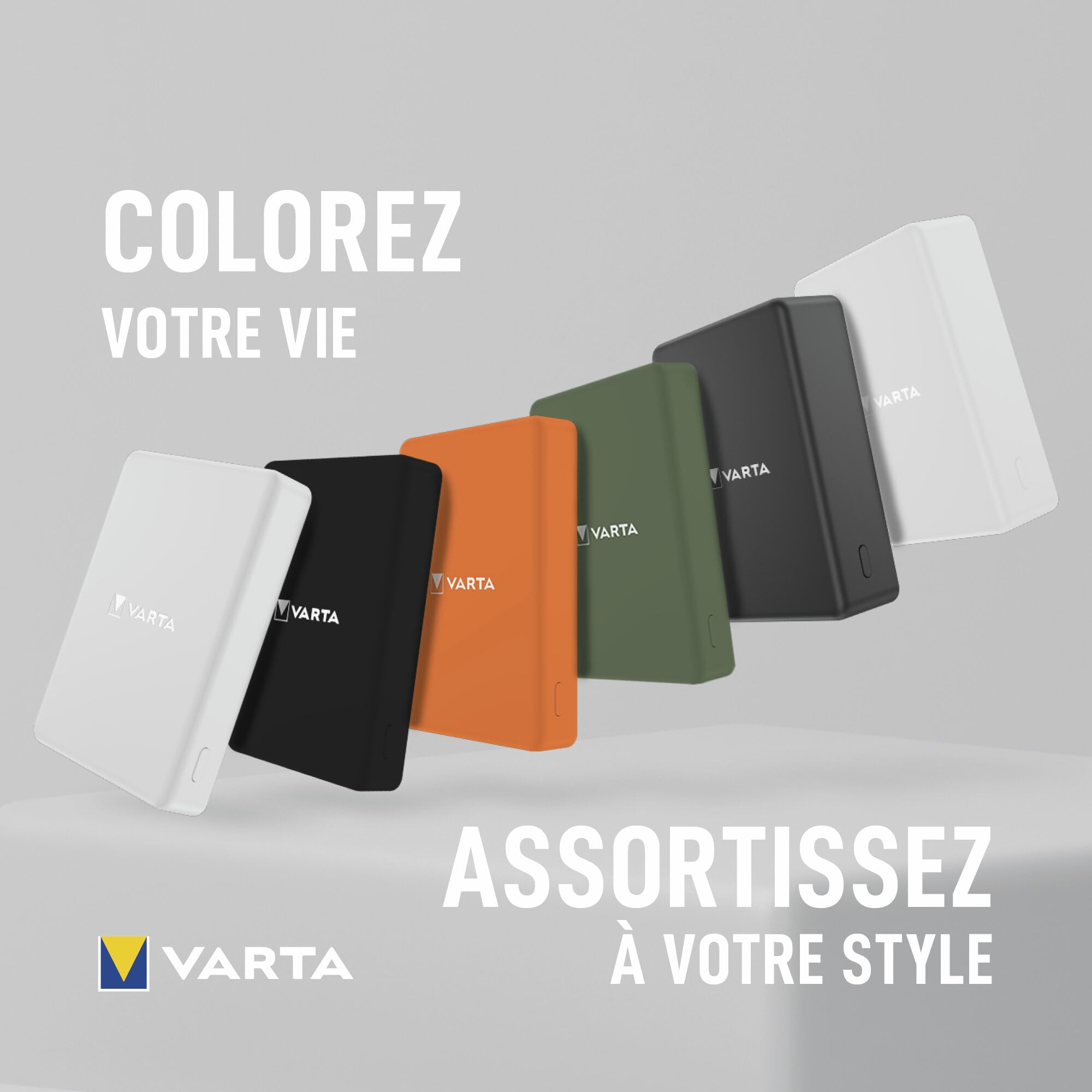 VARTA Power Bank 5000 mAh, Mag Pro, magnétique, sans Fil, Coloris Orange