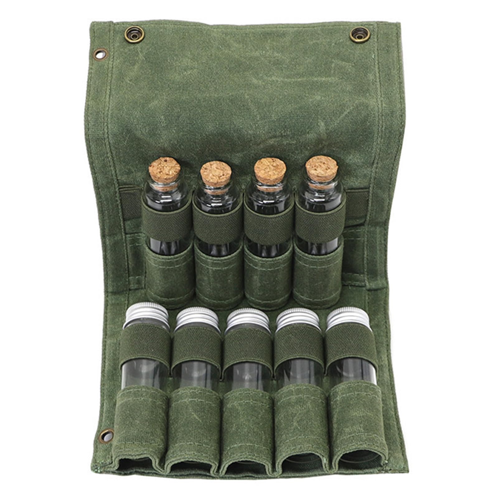 Beimus Green With Bottle Portable Camping Jars Bag Multifunctional Storage Jar Bag For Camping And Picnics Includes 9