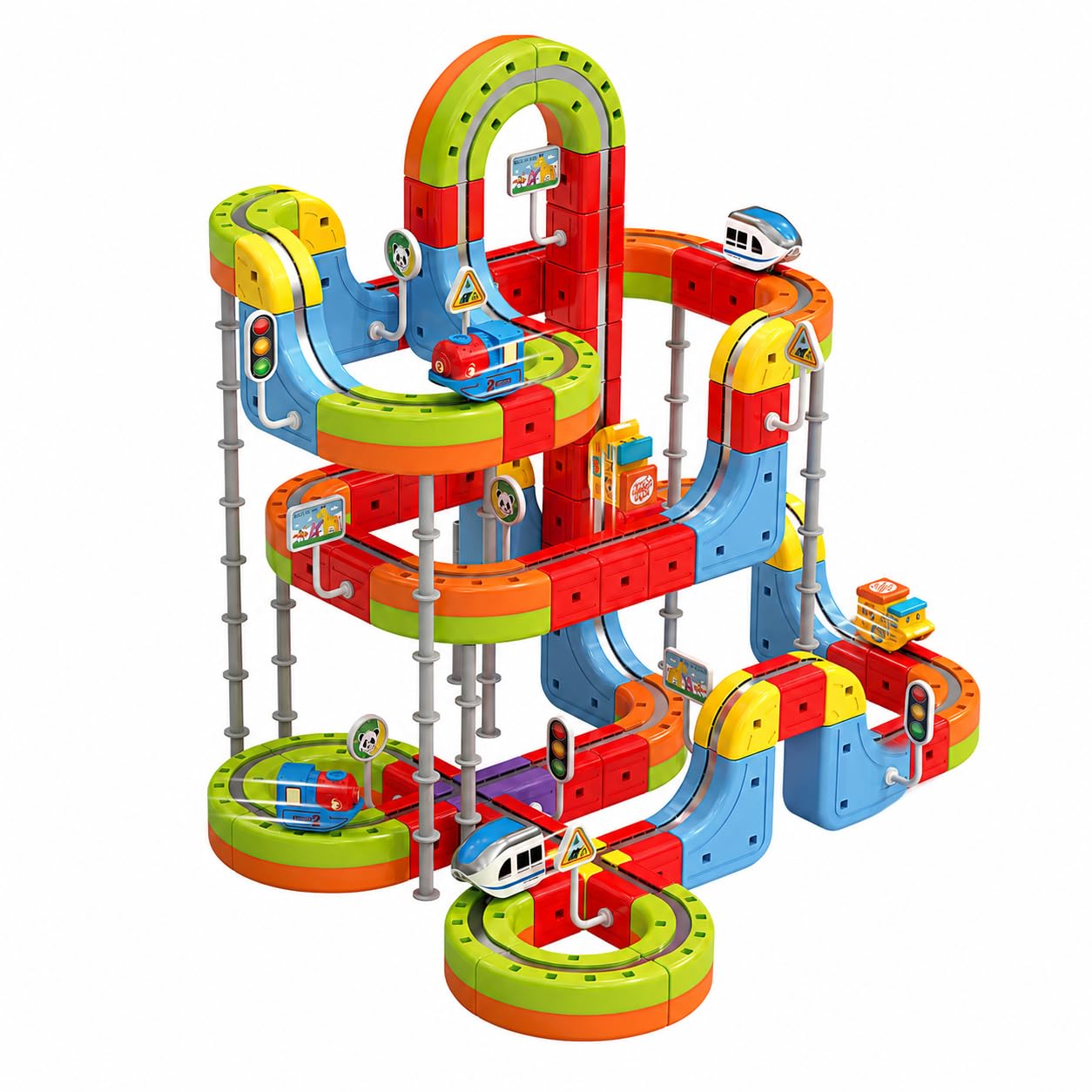Magnetic Electric Train Set, 152 Pieces, 2 Motorized Vehicle -8
