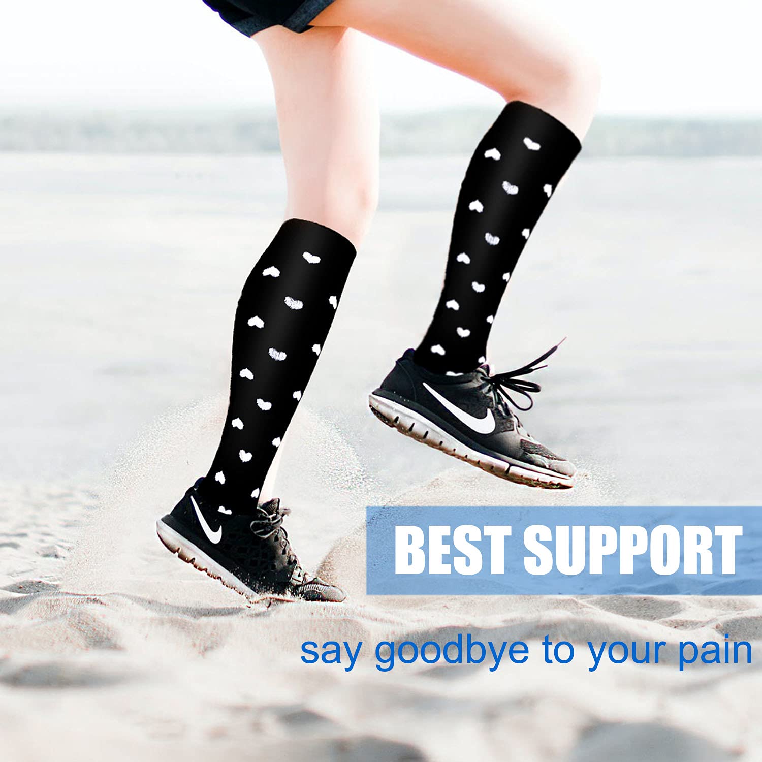 Aoliks 4 pares de calcetines de compresión de cobre para mujeres y hombres, 15-20 mmHg, el mejor apoyo para enfermeras, correr, senderismo