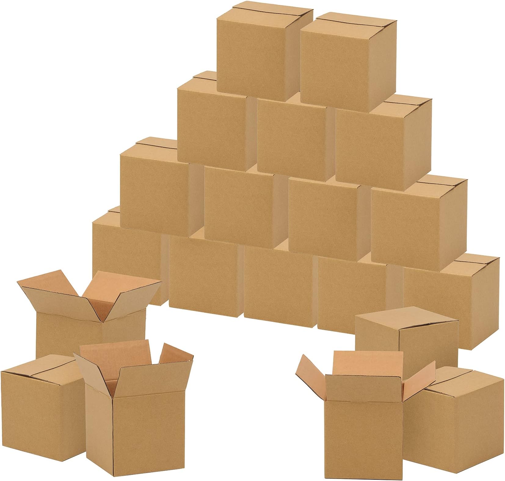 FARRAY Shipping Boxes 4x4x4 inches (Inner Size), 30 Pack Sturdy Kraft Corrugated Small Cardboard Boxes for Mailing Packing, Brown