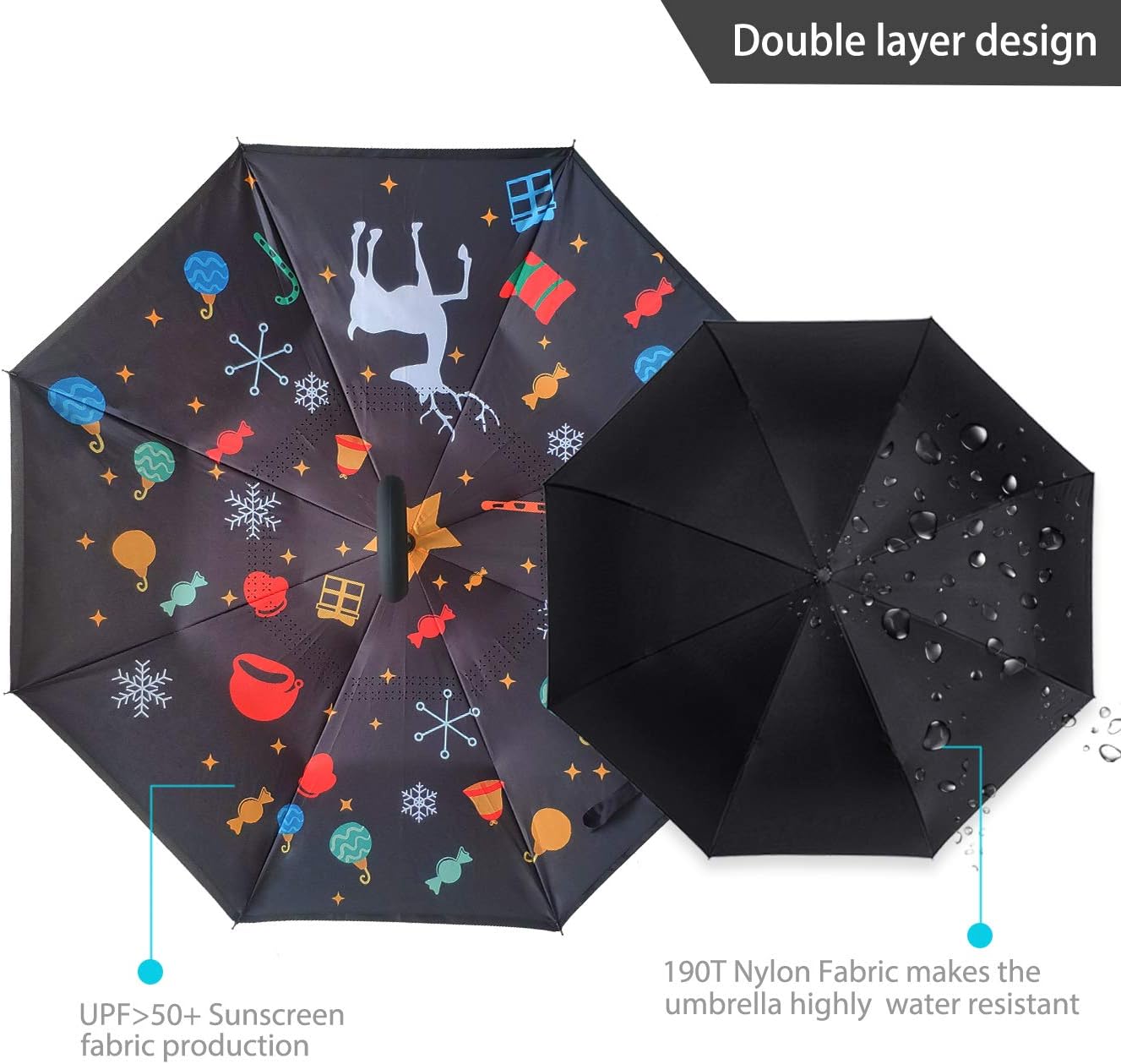 ZOMAKE Inverted Umbrella, Double Layer Reverse Umbrella Large Upside Down Umbrella with UV Protection, Windproof Inside Out Umbrella for Women with C-Shaped Handle