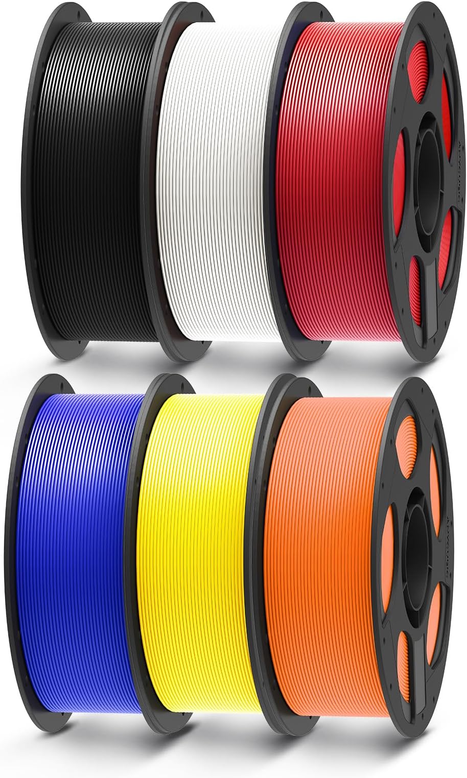 ANYCUBIC PLA Filament 1.75mm Bundle, 3D Printer Filament 1.75mm Dimensional Accuracy +/- 0.02mm, 1KG Reusable Spool, Black, White, Red, Blue, Yellow, Orange, 6KG in Total