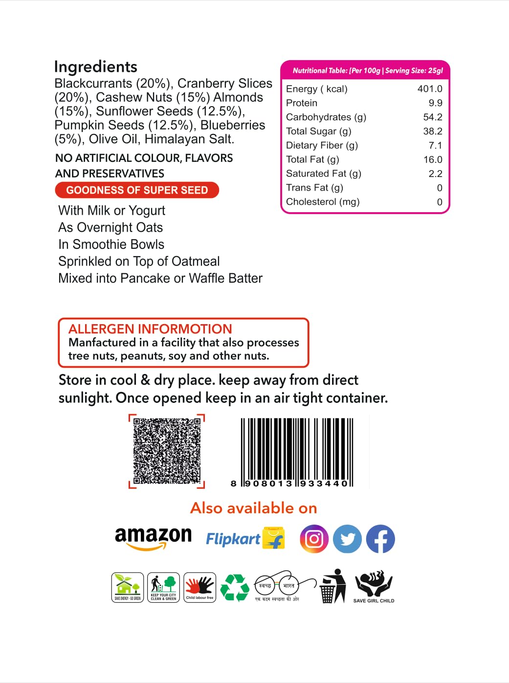 PP Chulbuli Treasure Mix - 200g Jar | Raw Treasure Mix Whole Grains, Nuts & Seeds For Snacking, Breakfast, Smoothies & Cooking | Plant Based Fiber Rich Gluten Free Diet Friendly 3