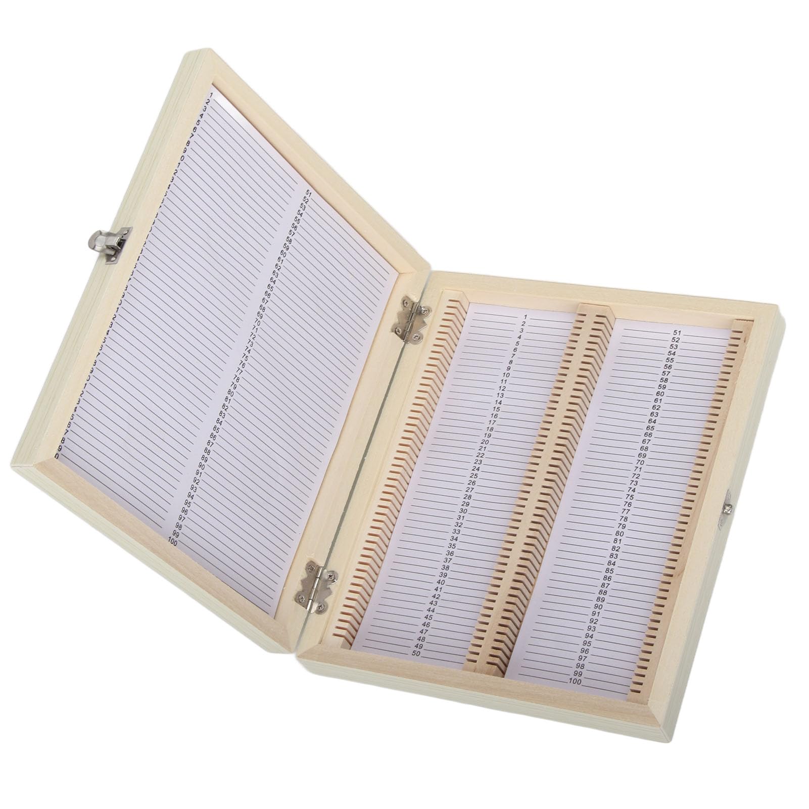 Boîte De Rangement Lames De Microscope 100 Pièces En Bois - Coffret Spécimens Biologie