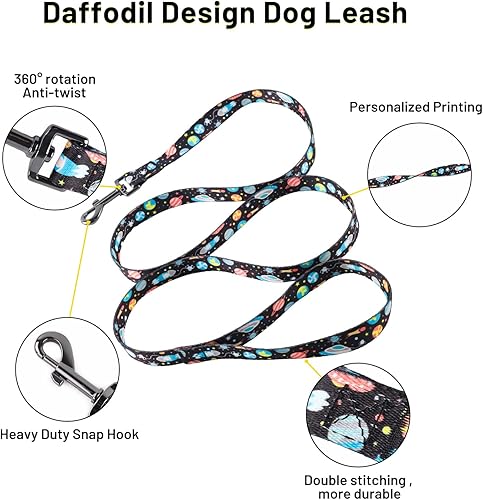 Miniatura 10 de QQPETS Arnés para perro con correa  sin tirones ajustable para mascotas, clip trasero halter, collar básico, resistente, correa antitorsión de 5