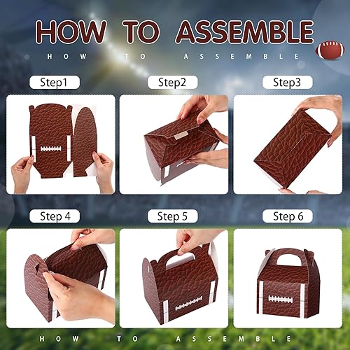 Miniatura 4 de Aoriher 30 cajas de regalo de fiesta de fútbol, cajas de regalo de fiesta temática con asas, decoraciones de fiesta, bolsas de cartón, cajas de