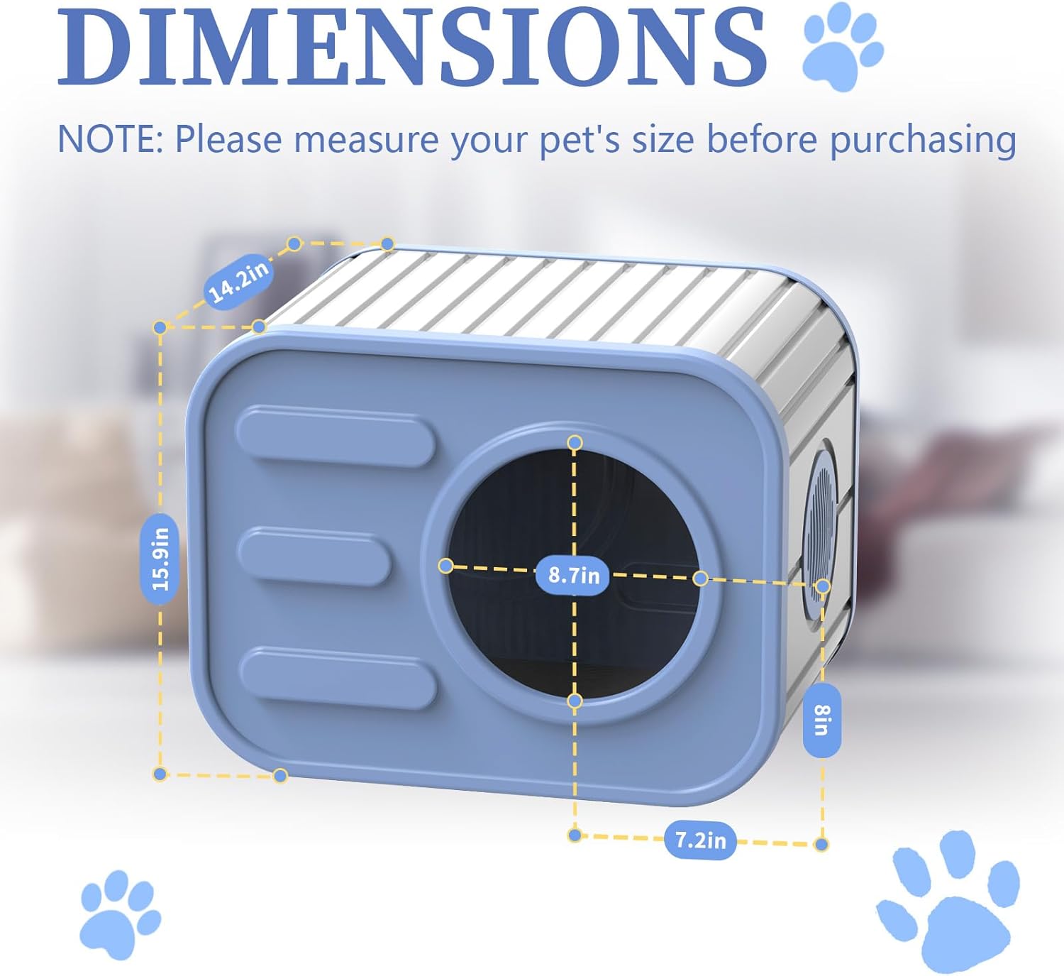 PatioZen Cat Bed for Indoor Cats Cube House Weatherproof,Plastic Insulated Feral Shelter with Elevated Floor,Stackable Pet House Wave for Bedroom Yard and Patio,Versatile(Blue)
