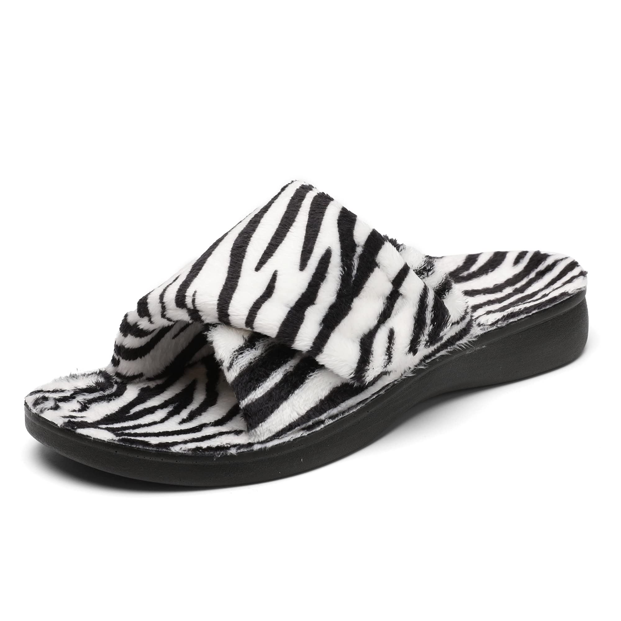 SOLLBEAM Fuzzy Hausschuhe mit Fußgewölbeunterstützung, orthopädische Fersenschalen, Sandalen für Damen