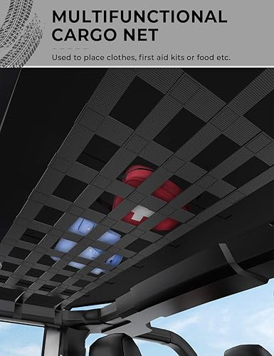 Miniatura 2 de JOYTUTUS Red de carga de malla para almacenamiento de techo, hamaca de jaula enrollable, barra de sujeción para Wrangler YJ TJ JK JL y Gladiator JT