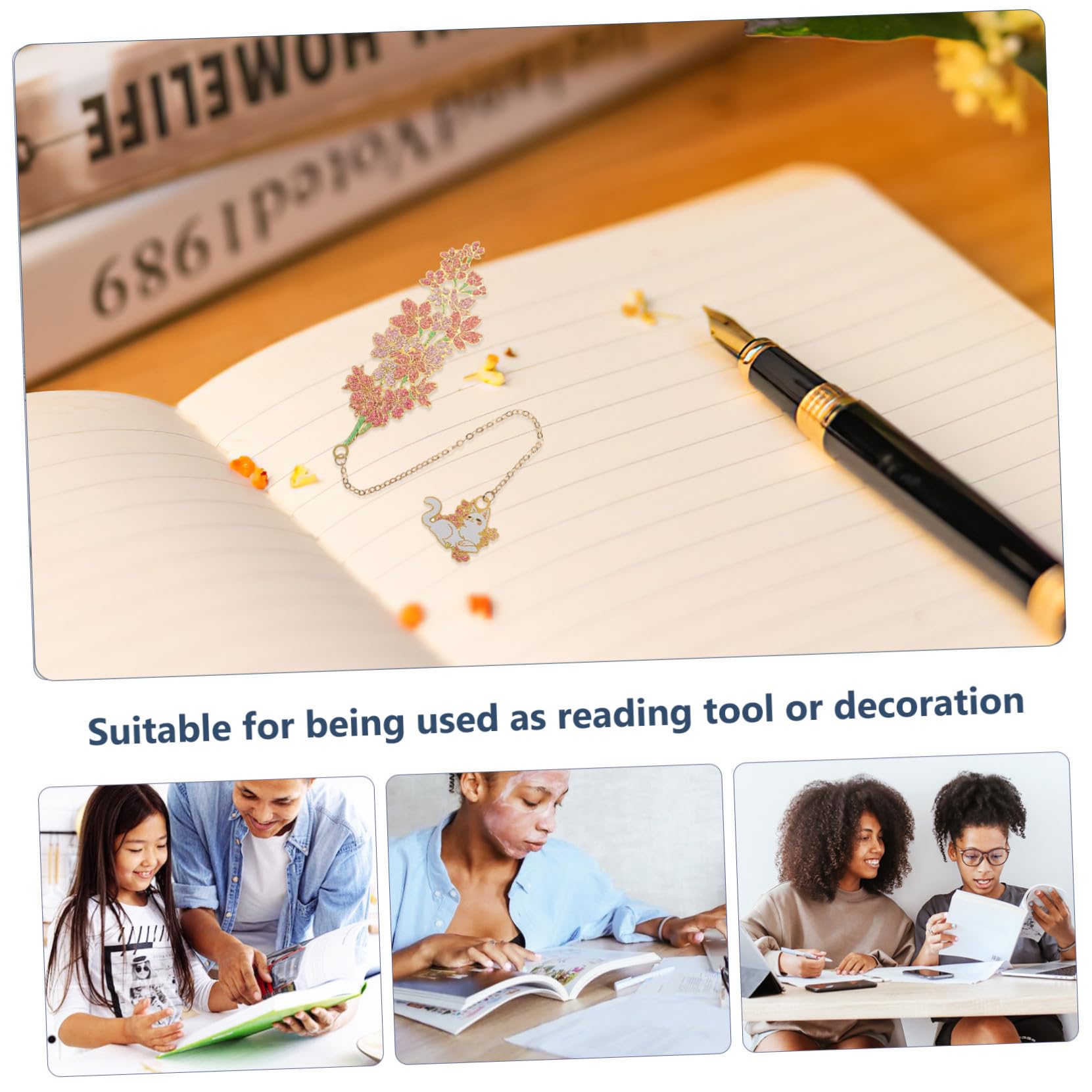 SHINEOFI 3 Sätze Süßes Lesezeichen Retro -lesezeichen Kirsche Bücherwurm Ästhetisch Quaste Geburtstagszeichen Lesen Rostfreier Stahl 2 Stücke * 3