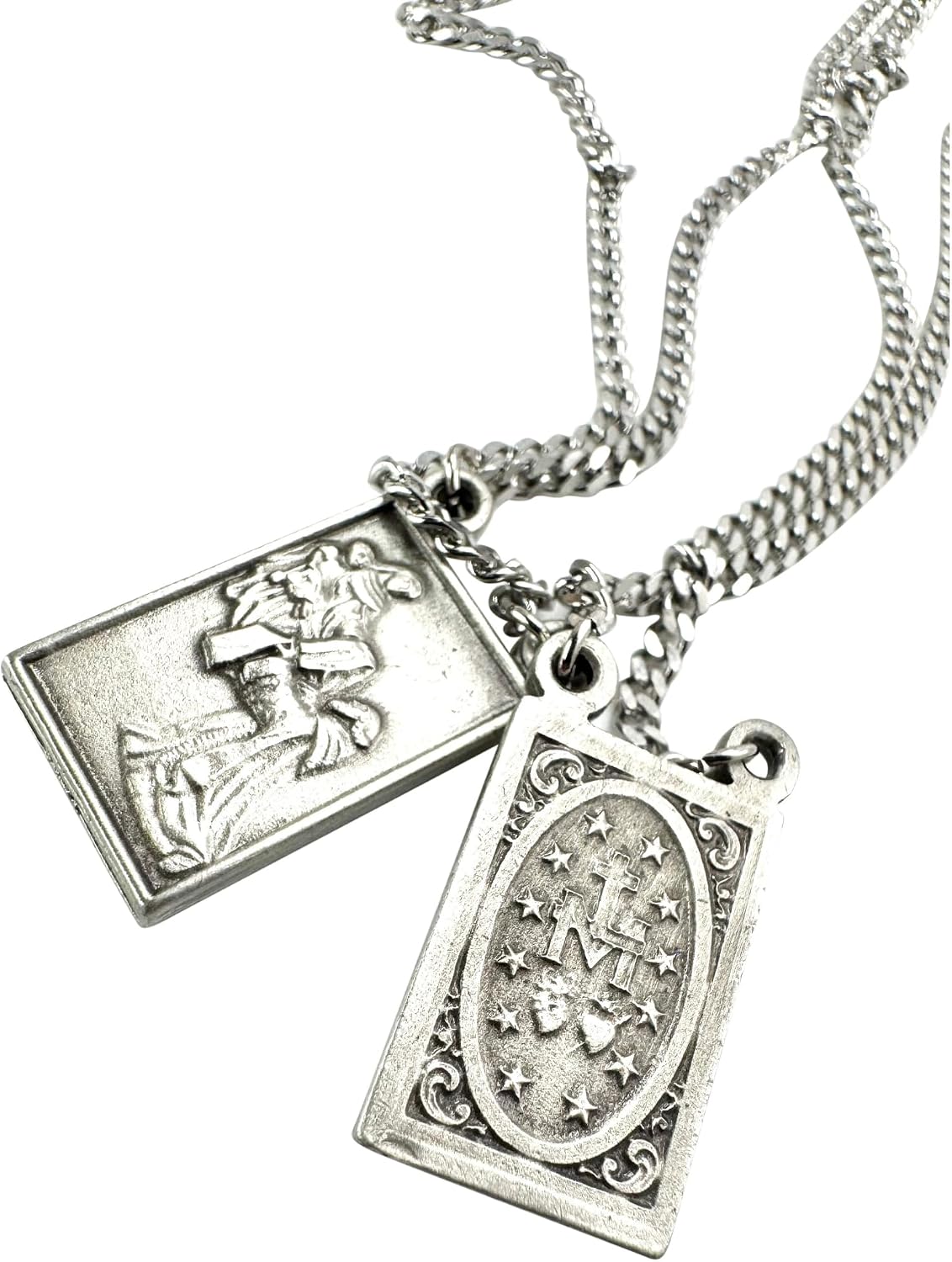 Westmon Works Scapular Medal Necklace Pewter Pendants on a Stainless Steel Chain with USA Made Our Lady of Mount Carmel Prayer Card