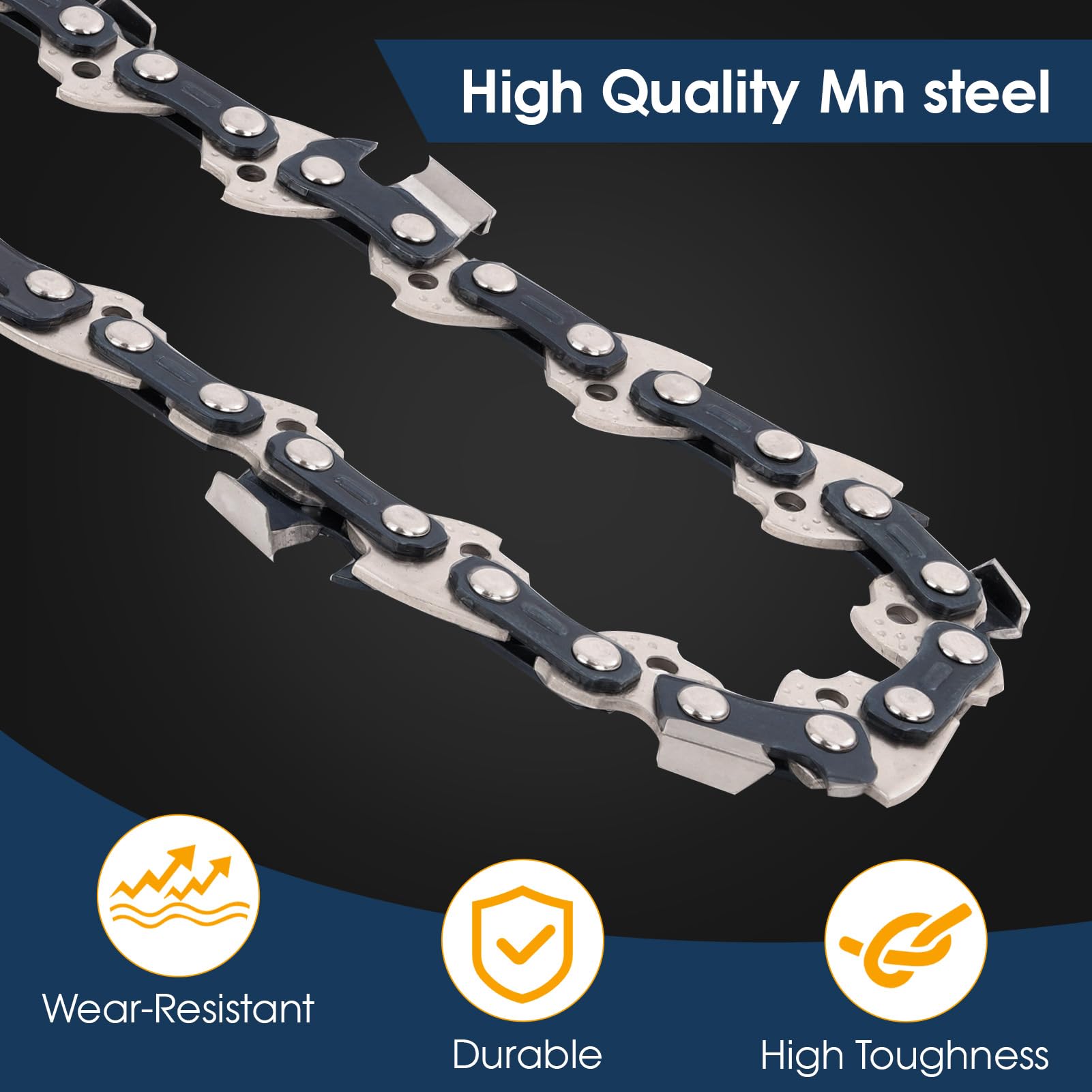 Paquete de 5 cadenas de motosierra de paso LP de 3/8 pulgadas, calibre de 0.050 pulgadas para barra de 45 cm, 62 eslabones de transmisión para Bosch AKE45S, Dolmar ES-184, ES-184 TLC, Makita