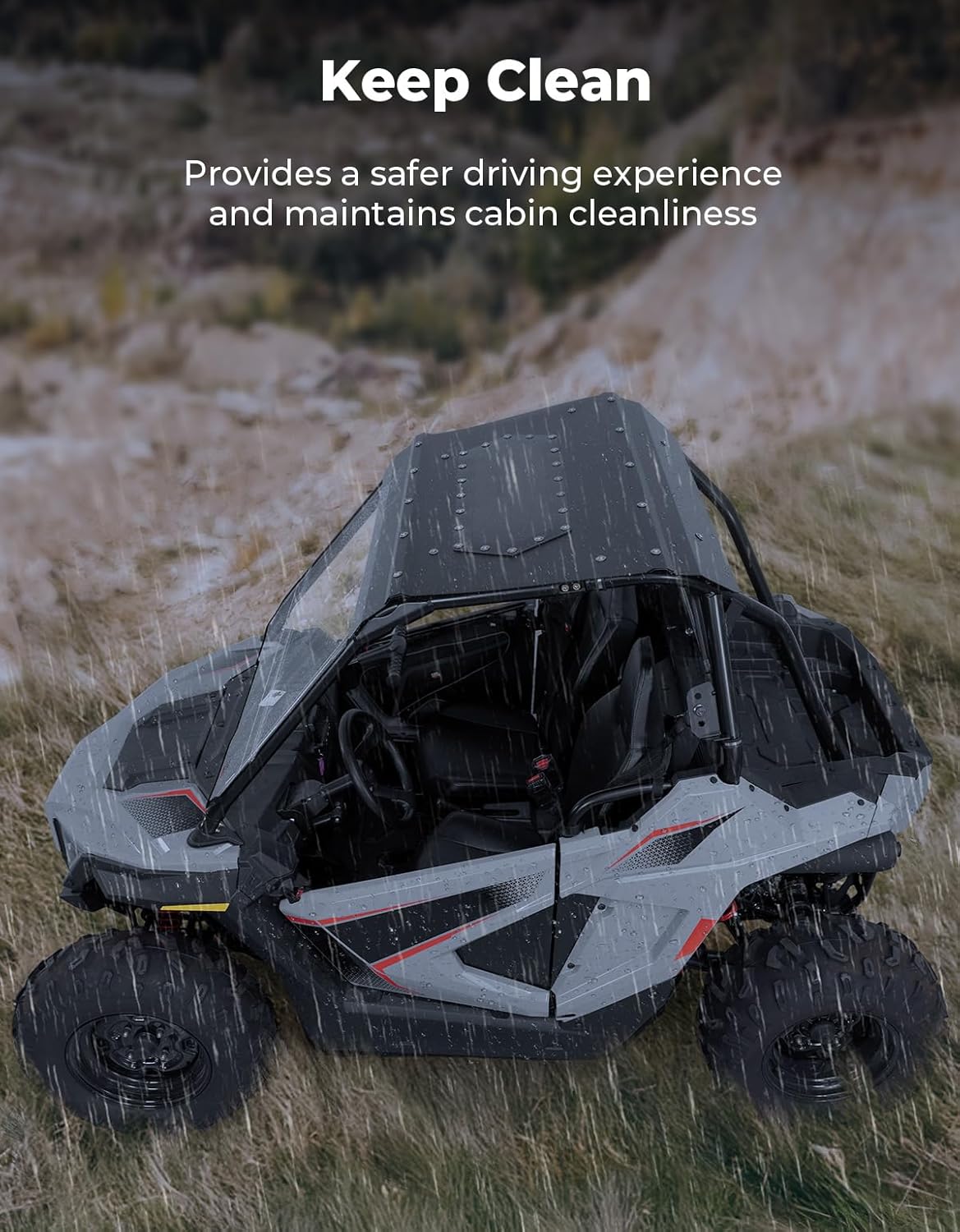 KEMIMOTO UTV Aluminum Roof with Fixed Sunroof Compatible with 2022-2026 Polaris RZR 200, Anti-UV and Enhanced Visibility Roof top, High Impact-Resistant, Snug Silent Padding, Waterproof Accessories