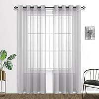 Vista 20 de Cortinas traslúcidas terracota de 84 pulgadas de largo para sala de estar y dormitorio, con ojales, estilo bohemio, aireadas, transparentes, de lino