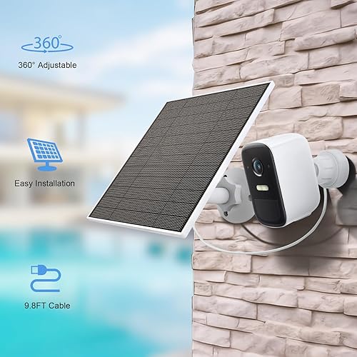 Miniatura 5 de Panel solar para cámara Eufy al aire libre, cargador de panel solar de cámara de 5 W compatible con Eufycam, fuente de alimentación continua, panel