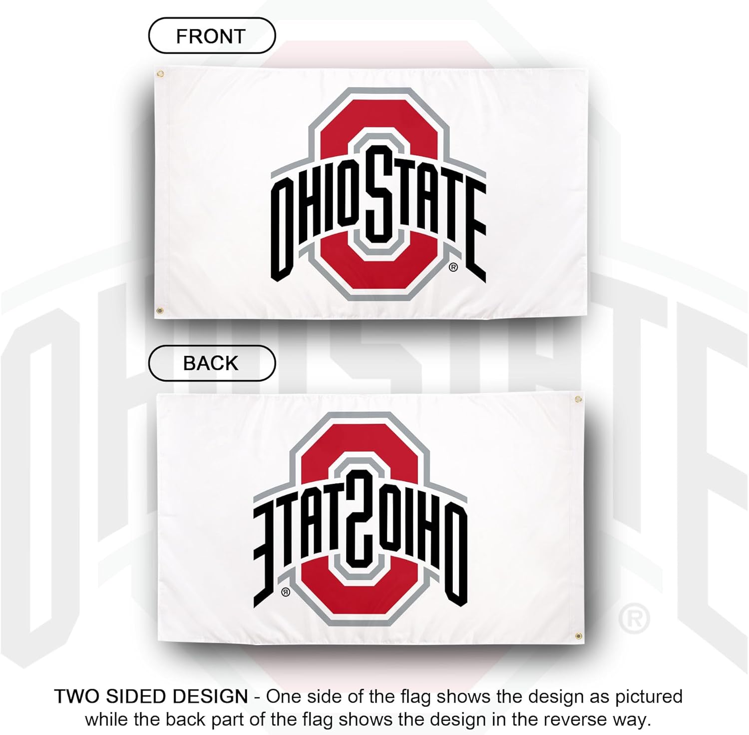 Desert Cactus Ohio State University OSU Flag - 3 x 5 Feet Buckeyes Banner, Indoor/Outdoor Durable Fabric, 100% Polyester Design (Style G) - Image 2