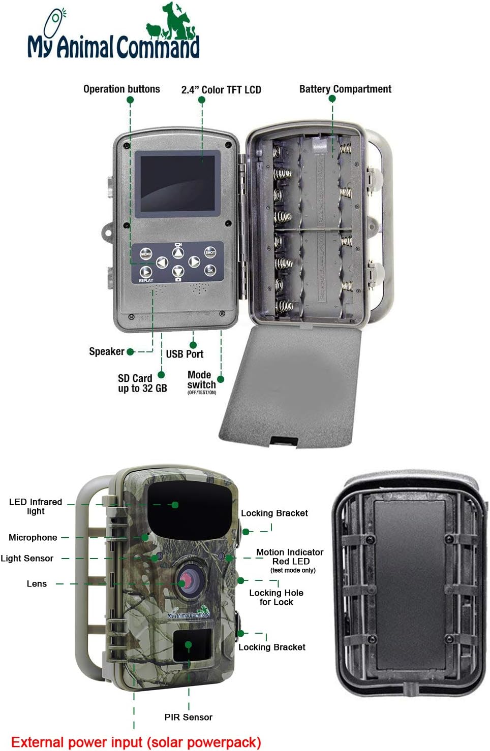 50% Off Discount My Animal Command Powered Solar Trail Camera 16MP Game Time Lapse Cam with Night Vision Motion Activated, IP66 Waterproof 1080p Spy Outdoor Deer & Wildlife Hunting. Camera Solar Power Pack Bundle